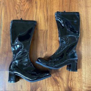 Girls Black Patent Leather Boots Size M (13-1)